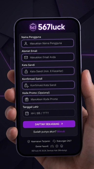 Buat Akun Baru 567luck di Android
