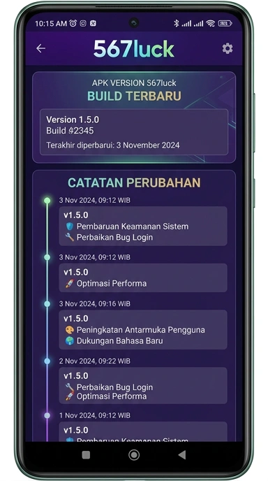 Riwayat Versi Aplikasi 567luck untuk Android
