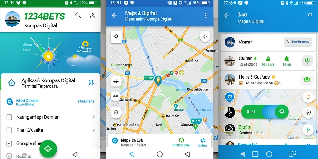 Tampilan antarmuka aplikasi Kompas Digital 1234BETS yang modern dan intuitif.