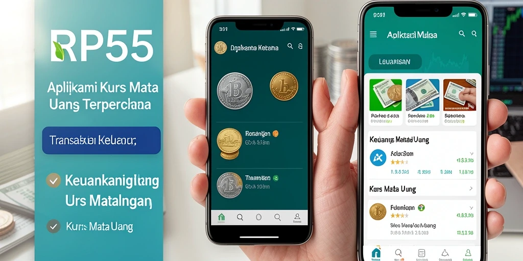 Tampilan antarmuka RP55 yang modern dan fungsional untuk konversi mata uang.