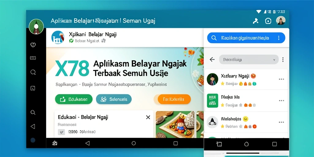 Tampilan pengguna aplikasi Belajar Ngaji X78 yang menarik dan informatif.